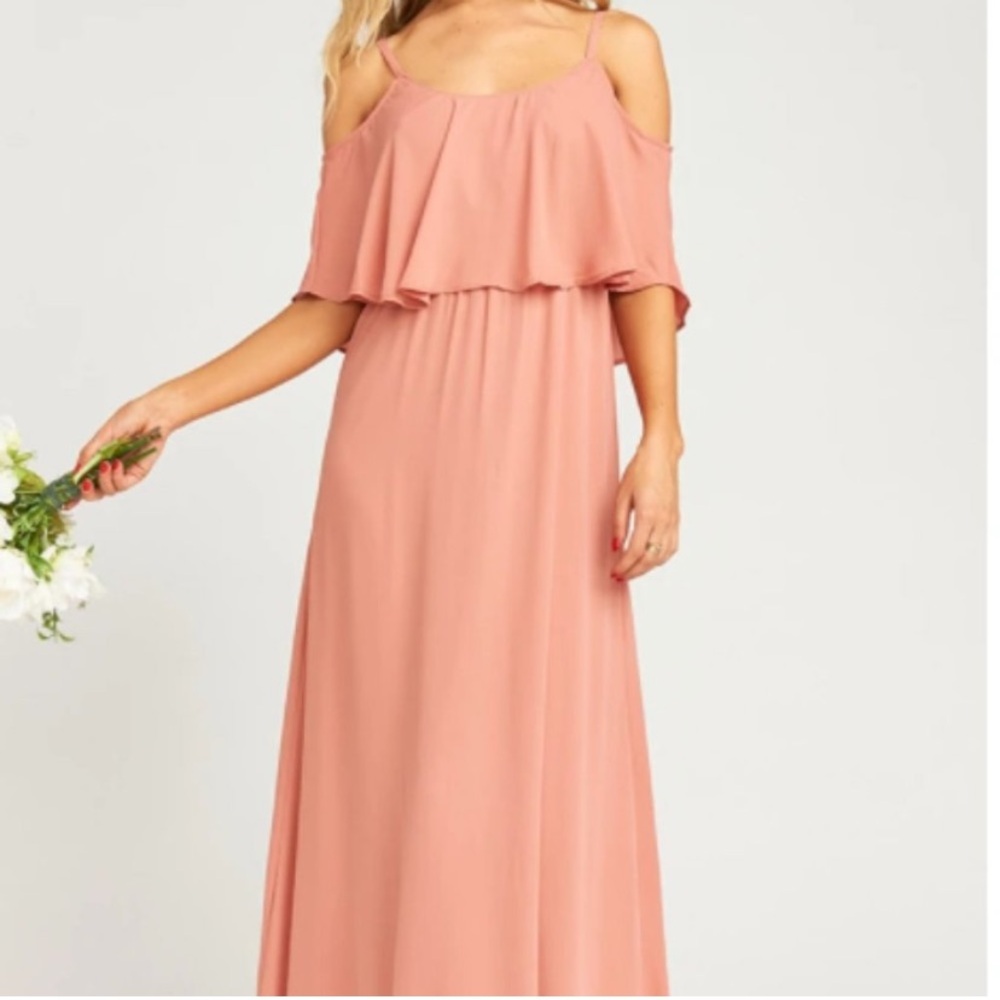 Show Me Your Mumu Peach Cold Shoulder Ruffle Maxi Dress XL